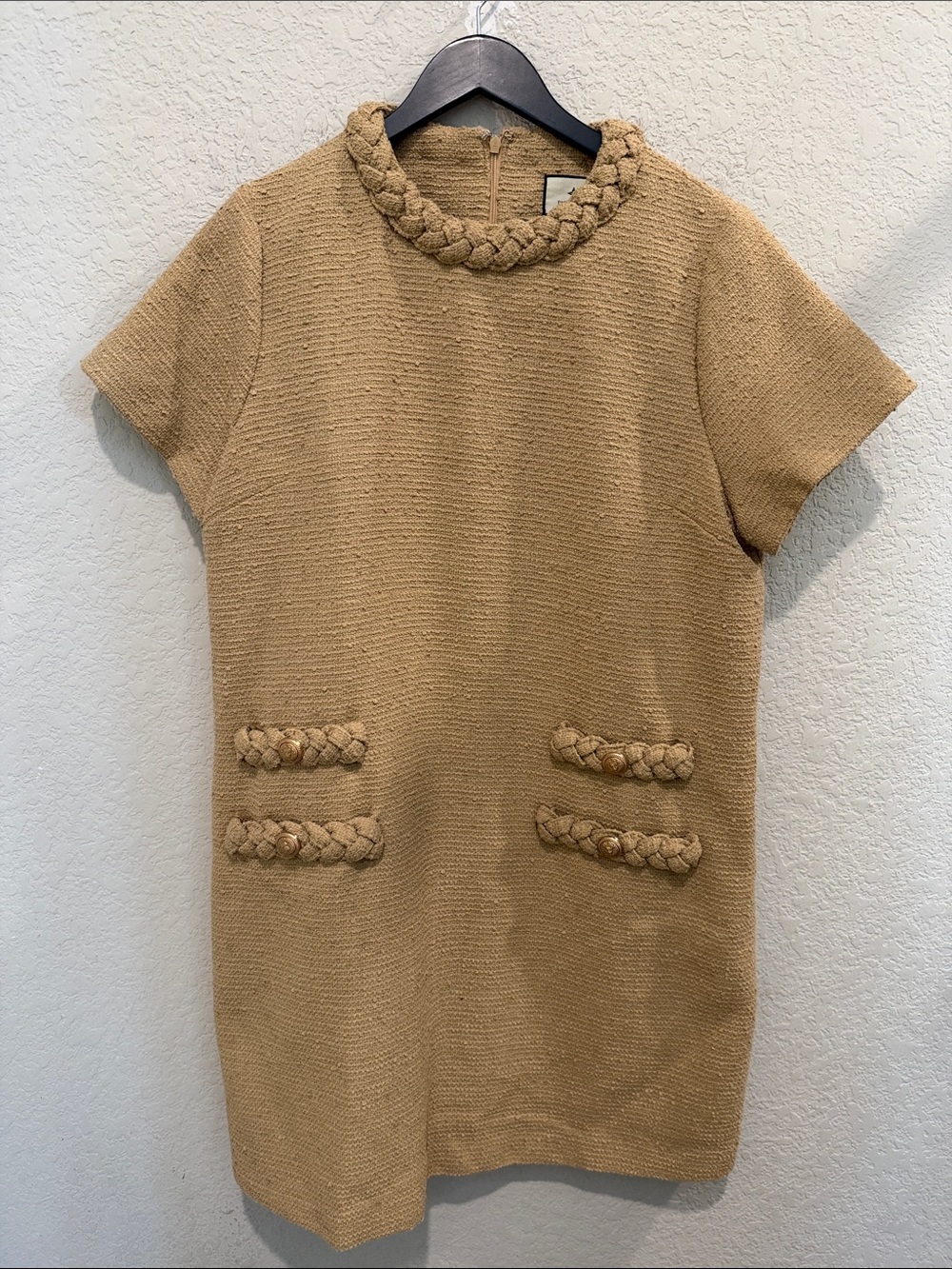 Tuckernuck textures Braided-Trim Tan Shift Dress size XXL